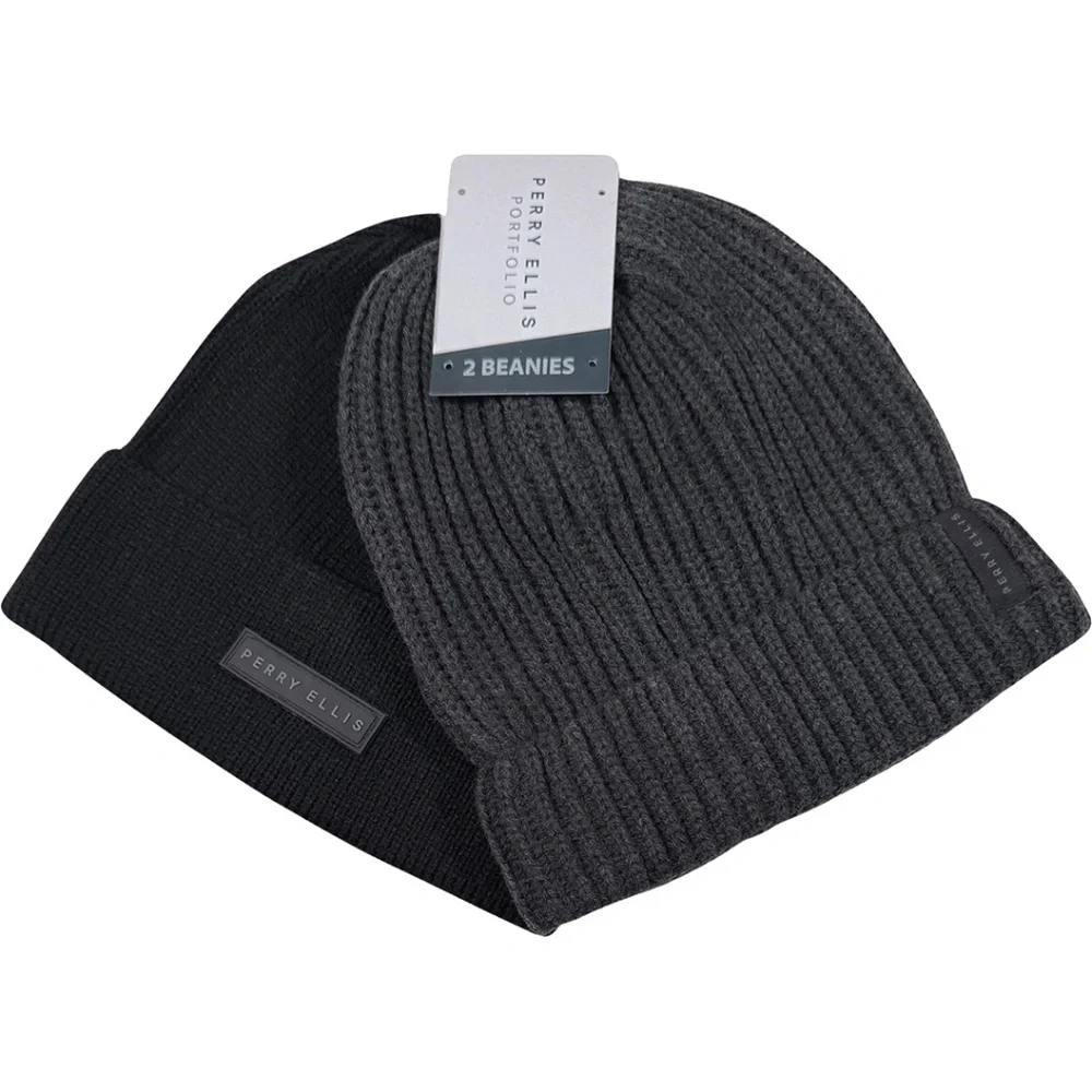 Perry‎ Ellis Portfolio Beanie Set (2-Pack) - NWT Mens One Size - #45814-M7